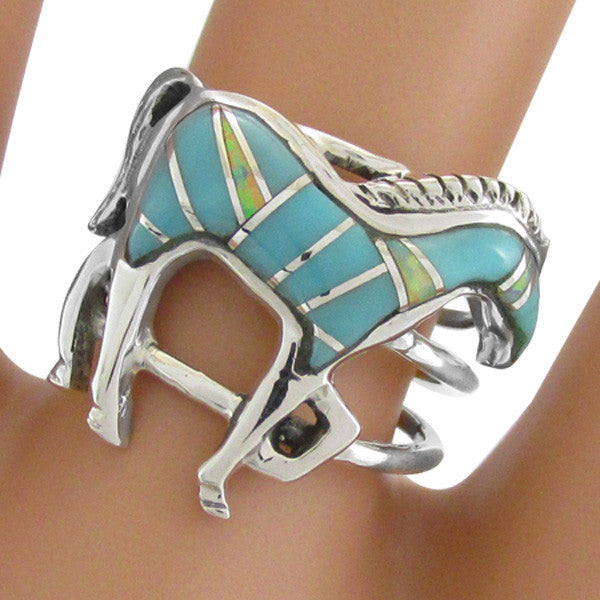 Sterling Silver Gemstone Horse Rings R2018