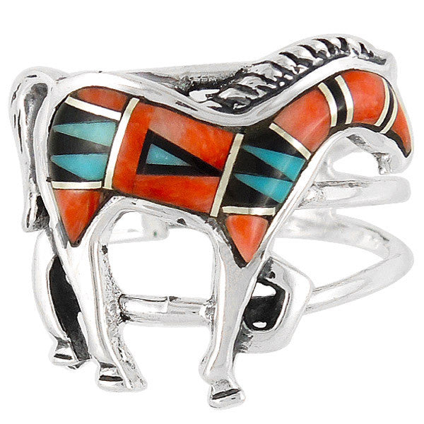 Sterling Silver Gemstone Horse Rings R2018