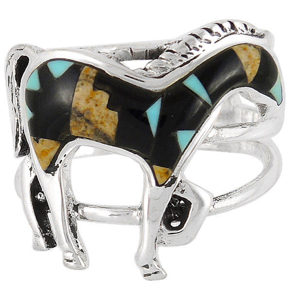 Sterling Silver Gemstone Horse Rings R2018