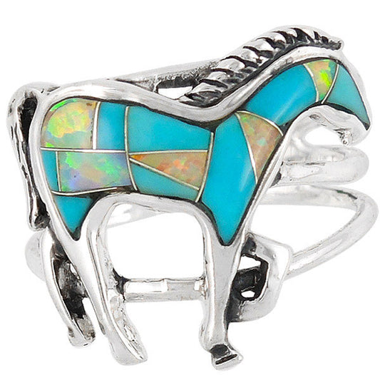 Sterling Silver Gemstone Horse Rings R2018