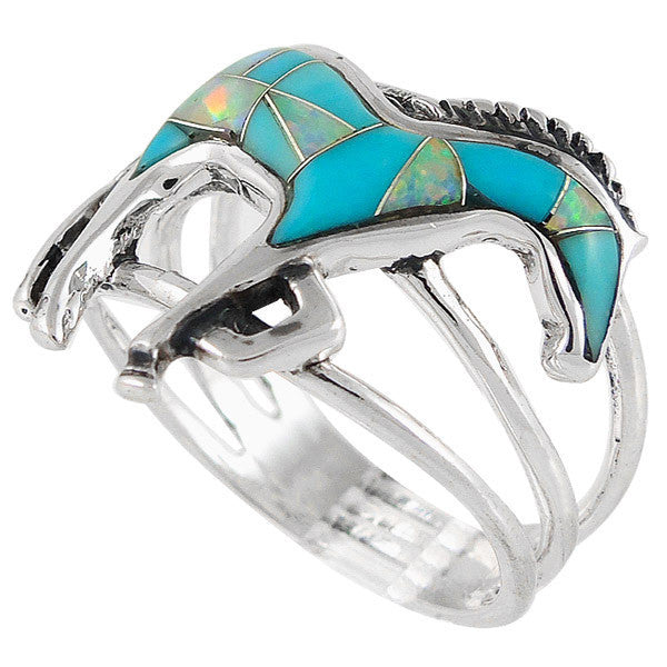 Sterling Silver Gemstone Horse Rings R2018