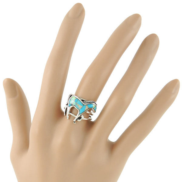 Sterling Silver Gemstone Horse Rings R2018