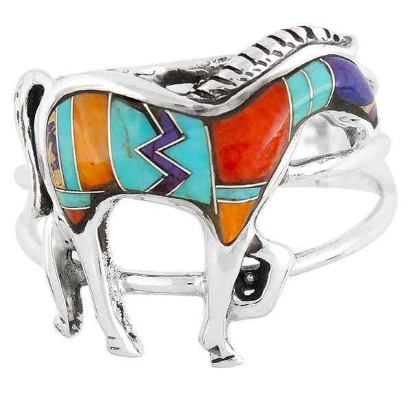 Sterling Silver Gemstone Horse Rings R2018