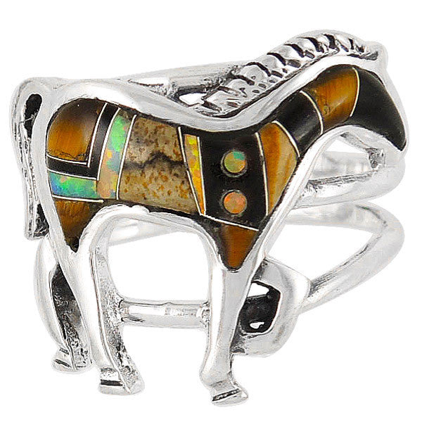 Sterling Silver Gemstone Horse Rings R2018