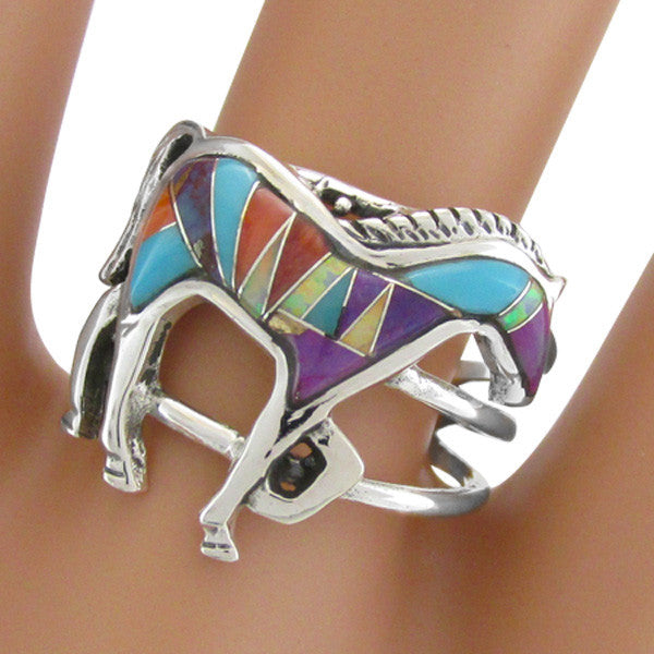 Sterling Silver Gemstone Horse Rings R2018