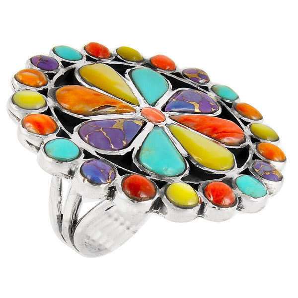 Sterling Silver Gemstone Flower Rings R2044