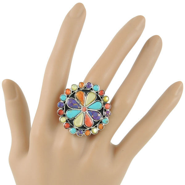 Sterling Silver Gemstone Flower Rings R2044