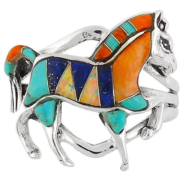 Sterling Silver Gemstone Horse Rings R2048