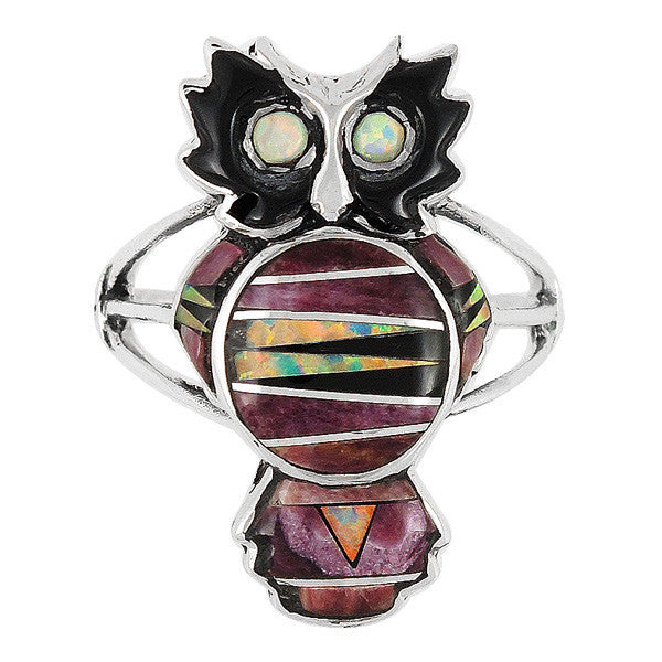 Sterling Silver Gemstone Owl Rings R2238