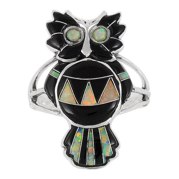 Sterling Silver Gemstone Owl Rings R2238