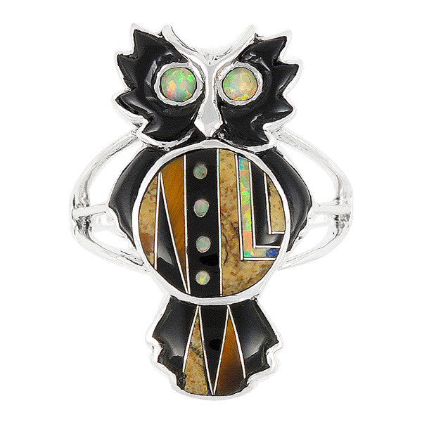 Sterling Silver Gemstone Owl Rings R2238