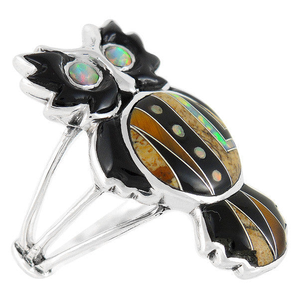 Sterling Silver Gemstone Owl Rings R2238