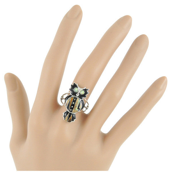 Sterling Silver Gemstone Owl Rings R2238