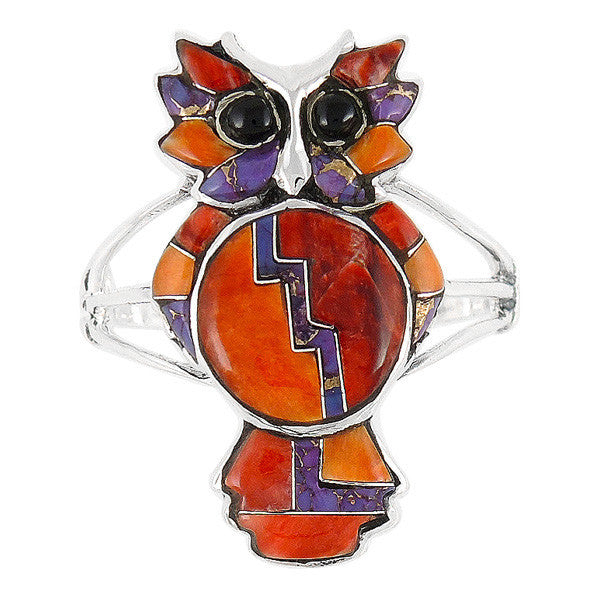 Sterling Silver Gemstone Owl Rings R2238